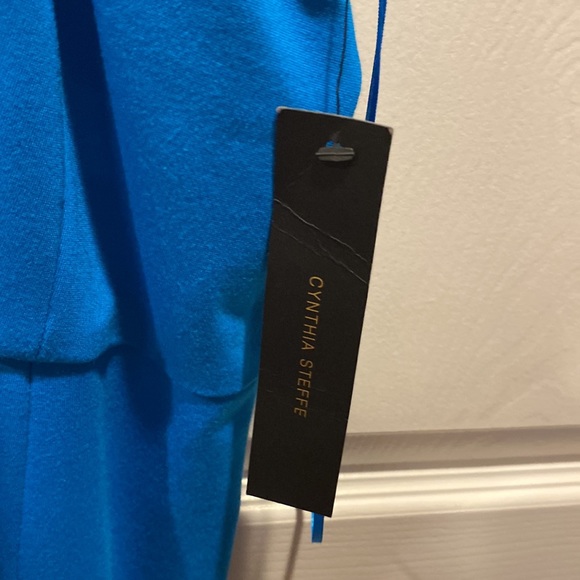 Cynthia Steffe Midi Dress Halter Neck Knee Length Blue Size 10 - Picture 9 of 17